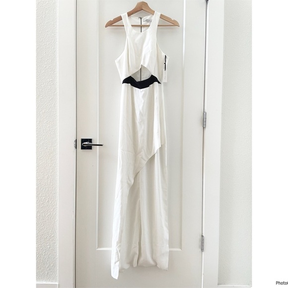 Revolve Lovers+Friends Eternity Expose Midriff Ivory Maxi Dress Asymmetric Hem S - Picture 11 of 12